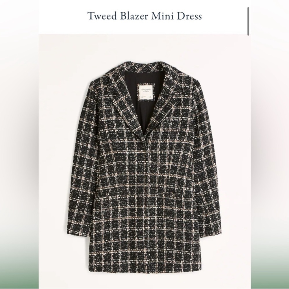 Abercrombie Tweed Blazer Mini Dress - Black and White